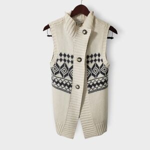 Vtg Banana Republic Womens Fair Isle Wool Angora Sweater Vest Cream Sz M
